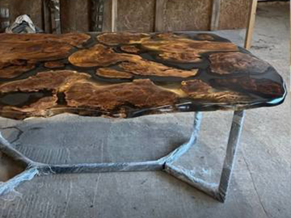 Большой стол из массива капового островного карагача со смолой 2