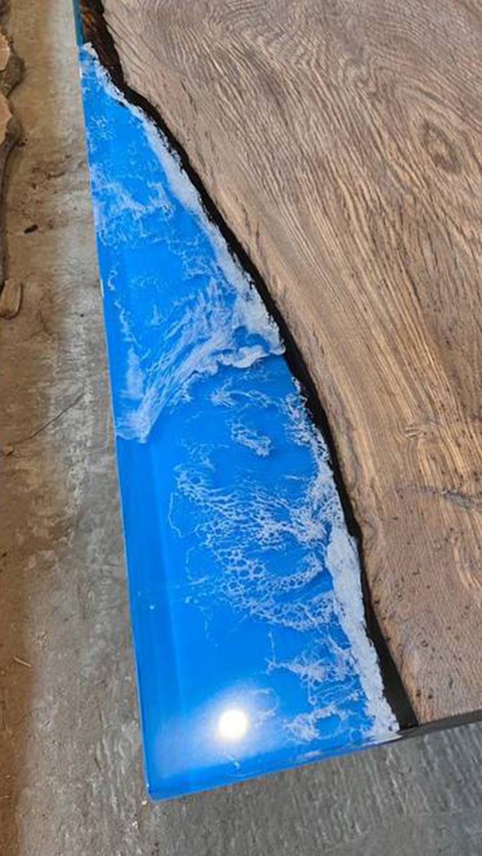 Стол «Стэлс» из дуба с эффектом морской волны 4