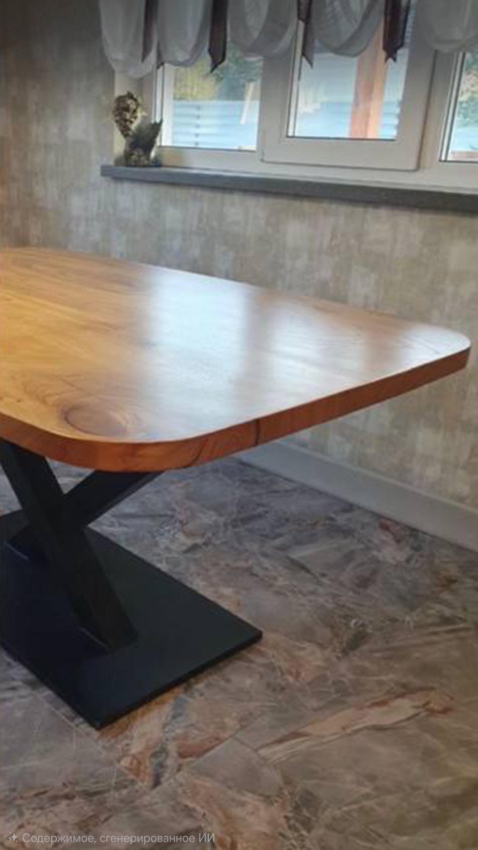 Стол из карагача с V-образным подстольем