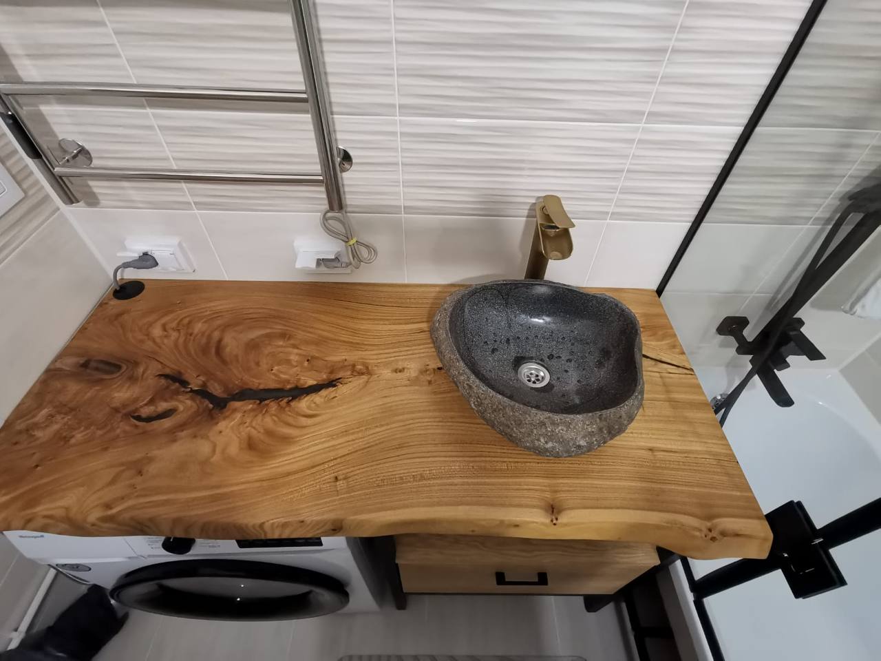 Тумба из массива дуба и металла 2