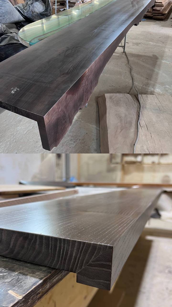 Подоконники из карагача с углом 90 градусов