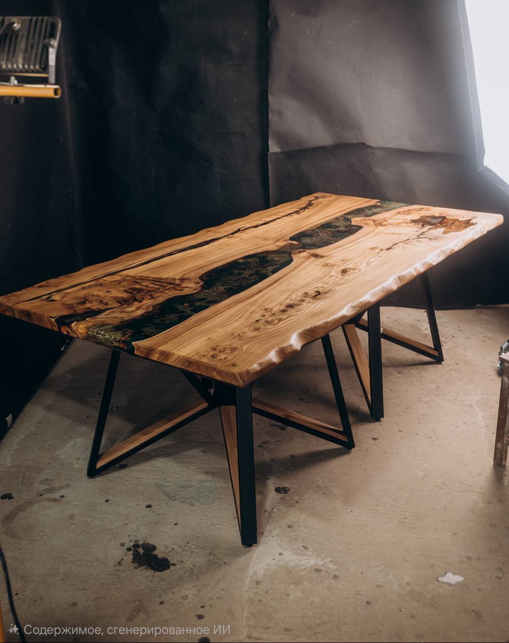 Стол с живыми краями со смолой 2