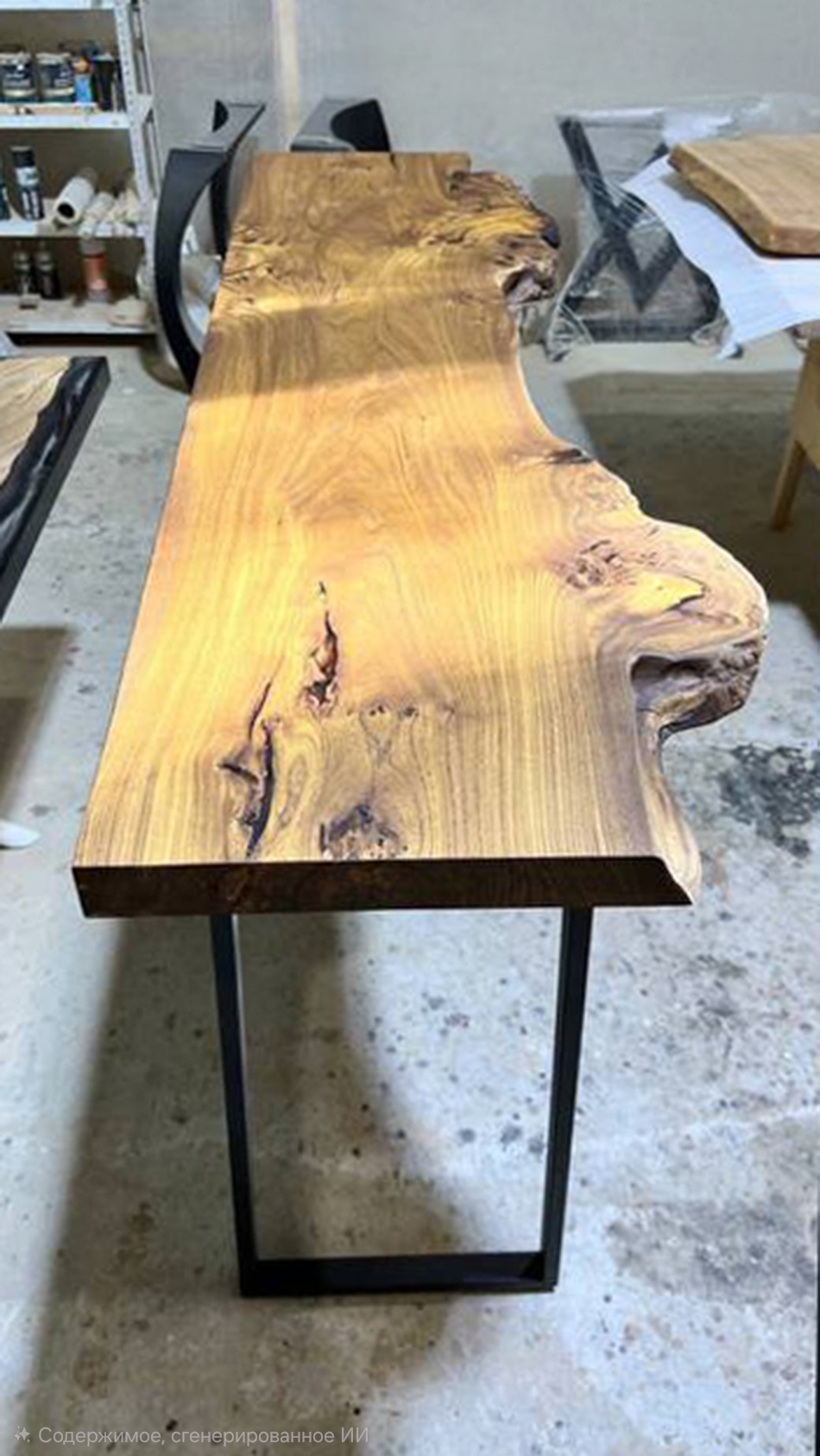 Барный стол из карагача с живым краем 4