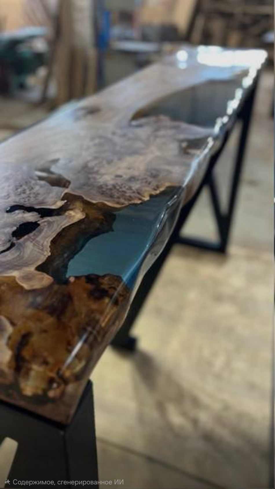 Барная стойка из карагача на подстолье лофт