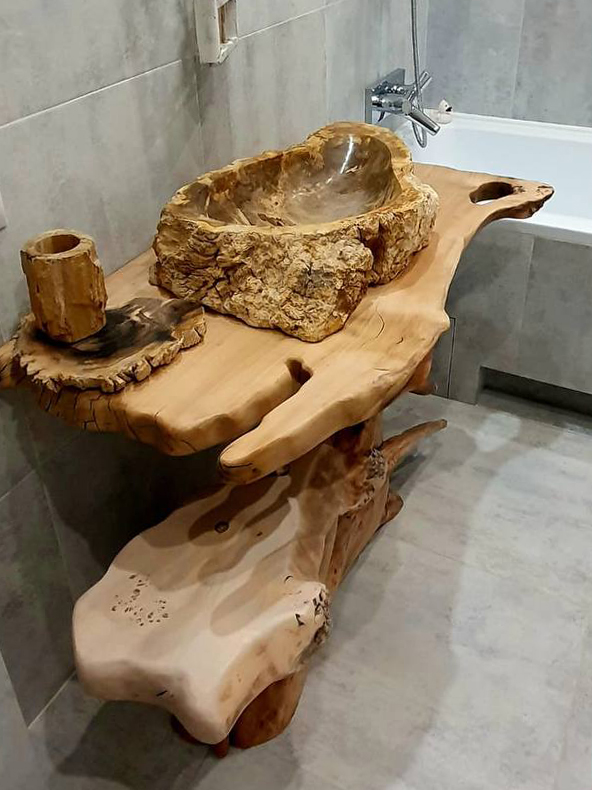 Тумба для ванной с подстольем из тополя 2