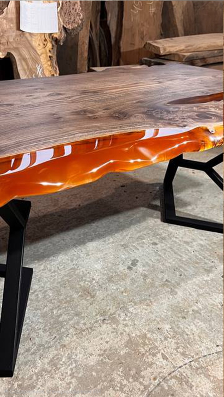 Стол из капового карагача с янтарной заливкой 6