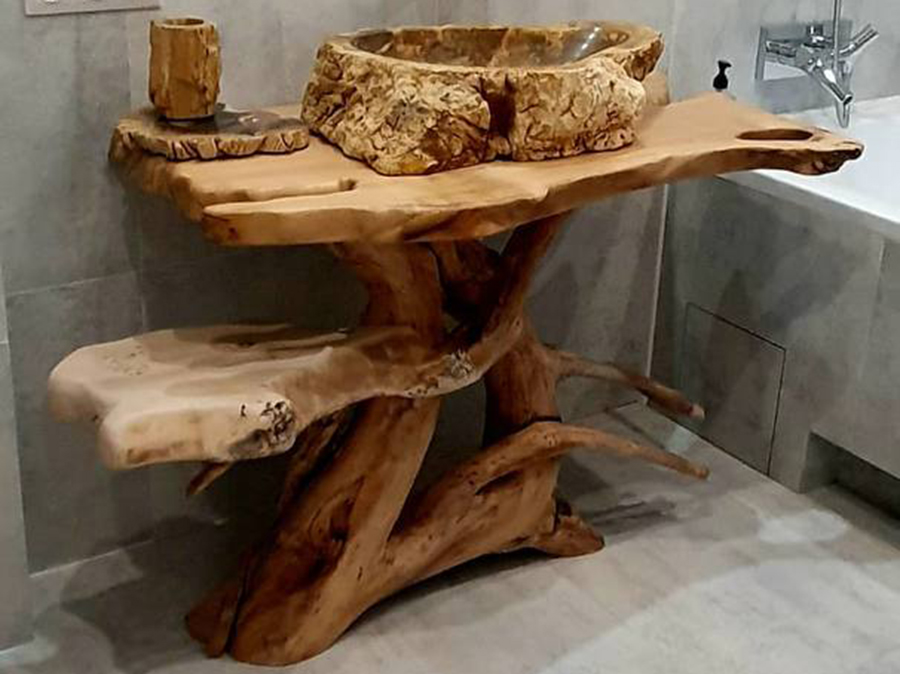 Тумба для ванной с подстольем из тополя