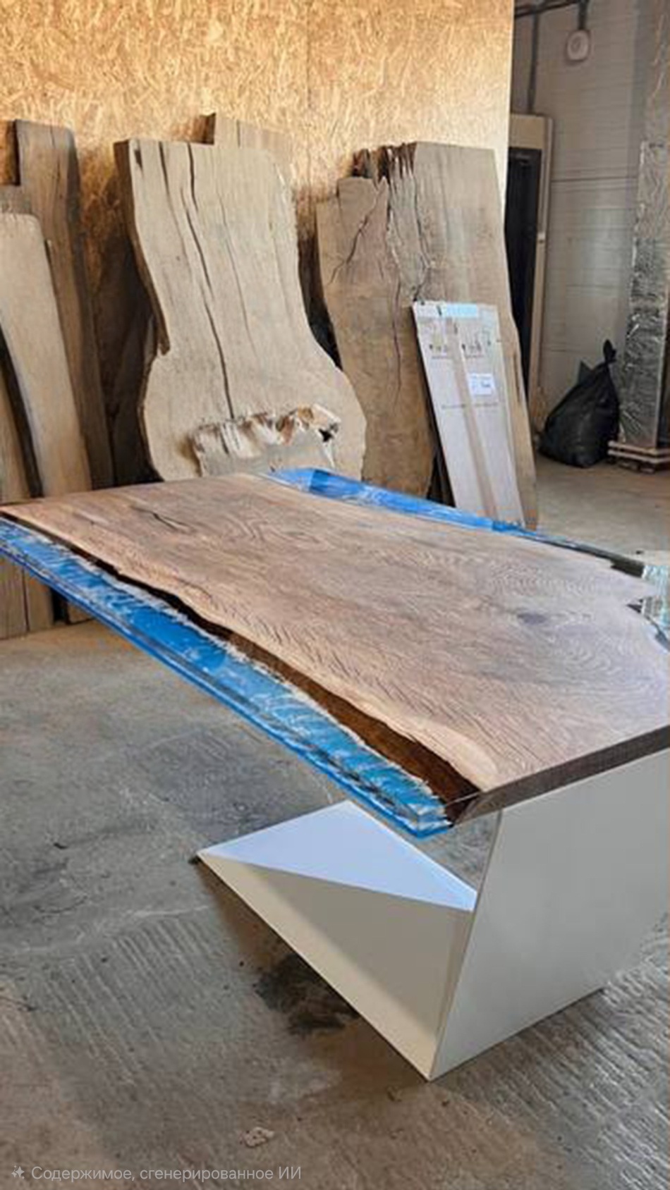 Стол «Стэлс» из дуба с эффектом морской волны 5