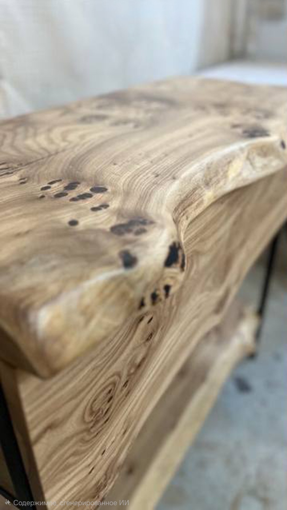 Тумба из азиатского карагача с ящиком и зеркалом