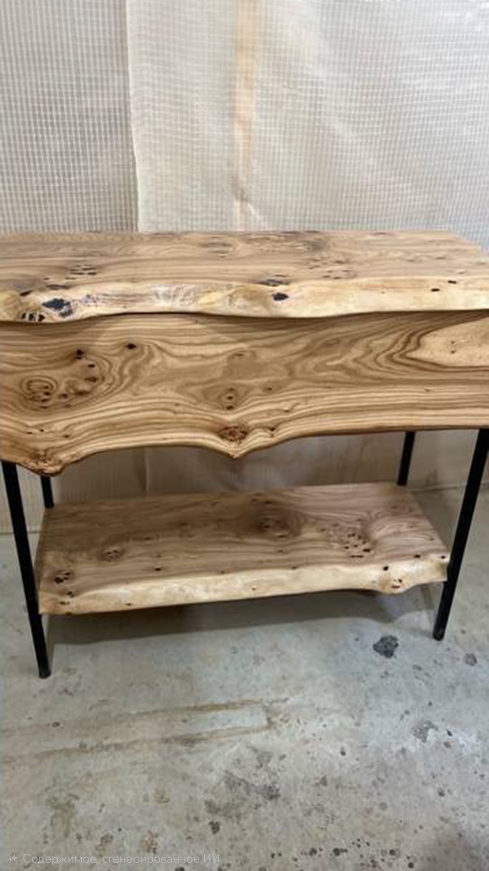 Тумба из азиатского карагача с ящиком и зеркалом 11