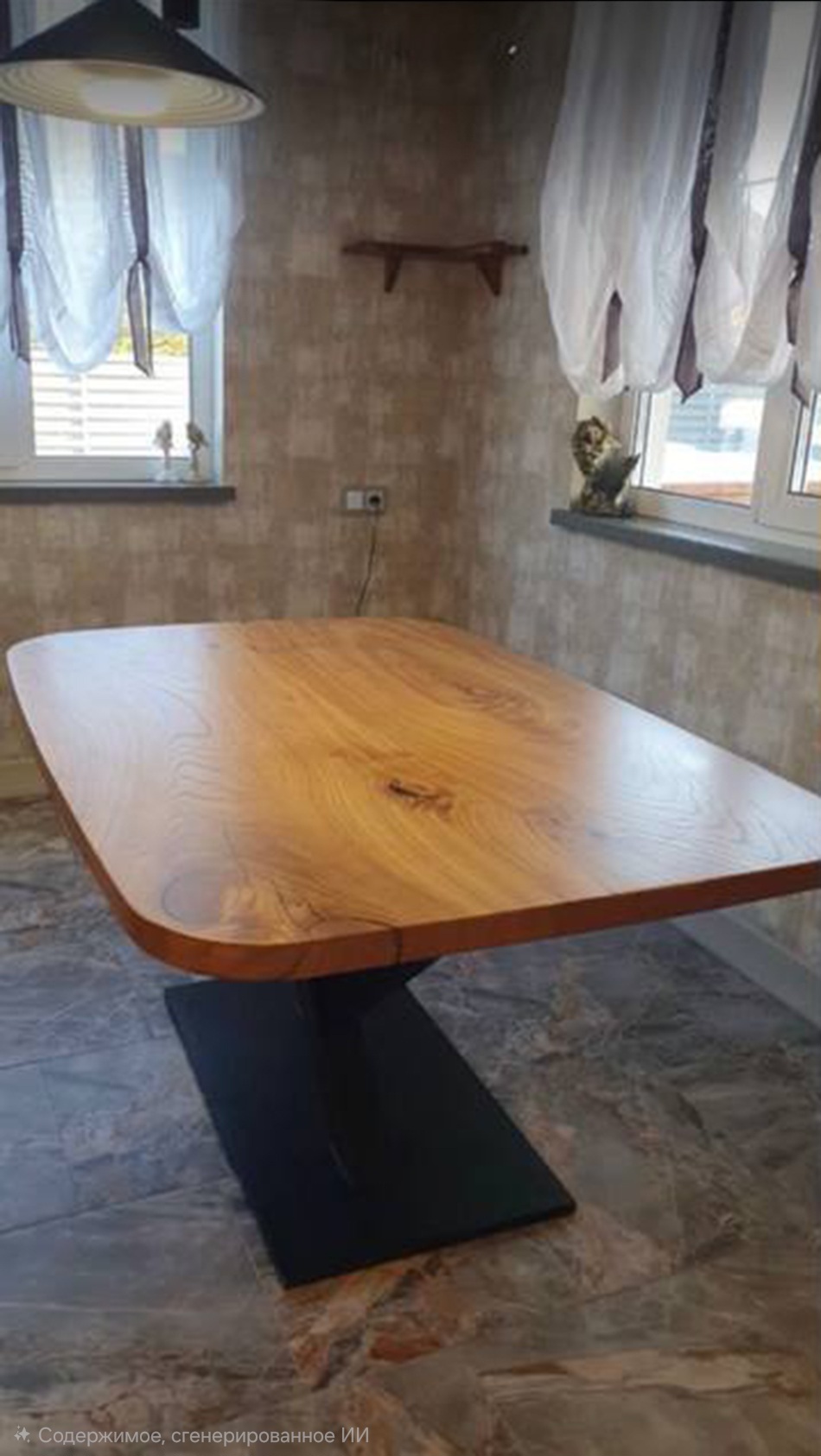 Стол из карагача с V-образным подстольем 3