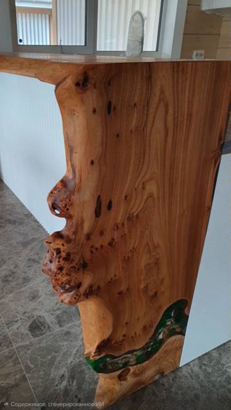 Барный стол с живыми краями со смолой