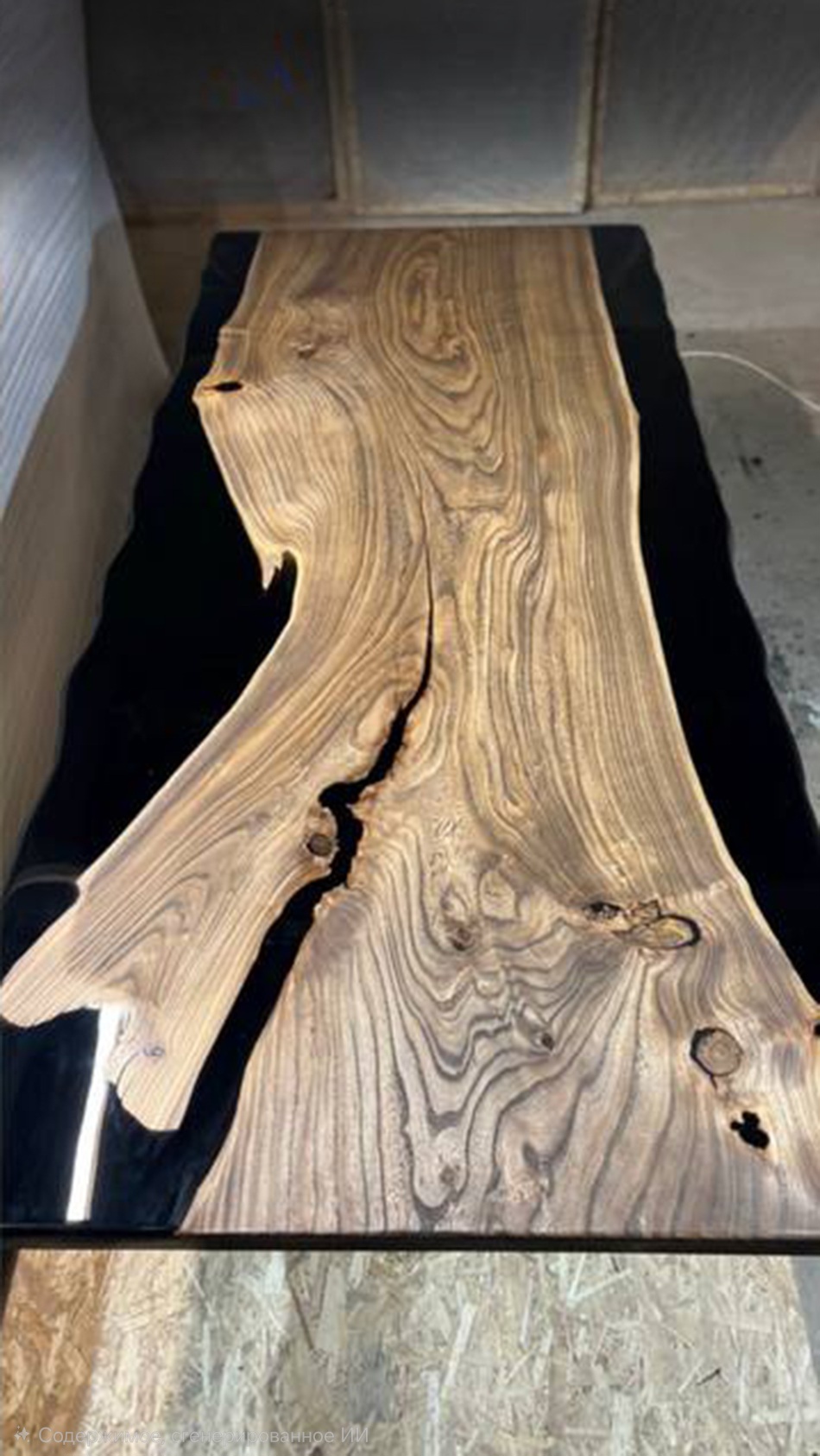 Стол из карагача со смолой по краям